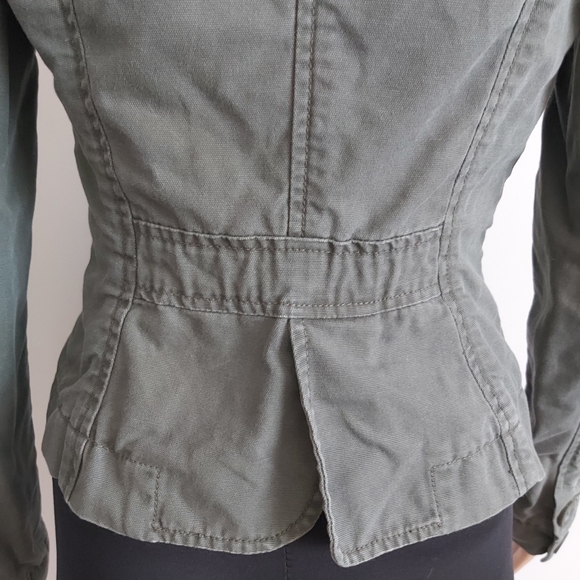 Aritzia Talula sage olive green denim jean cotton blazer style jacket - Picture 8 of 14